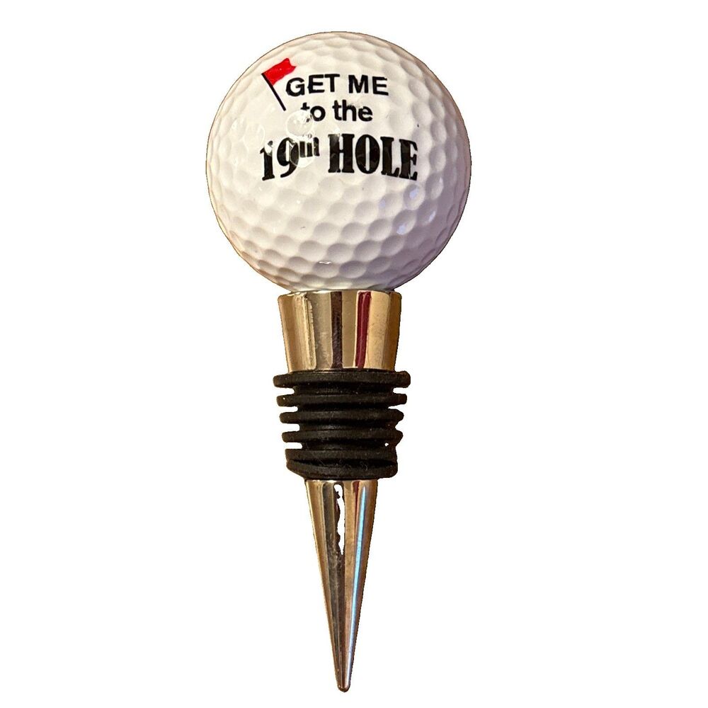 Unbranded Golf Ball Wine Bottle Stopper “Get Me To The 19th Hole” 4.5 Inches